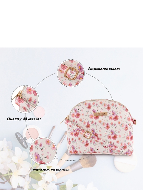 LaFille White Floral Printed Shopper Sling Bag