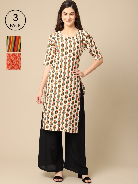 Ethnic basket Women Pack Of 3 Cream-Coloured & Orange Printed Block Print Crepe Kurtas
Ethnic basket Women Pack Of 3 Cream-Coloured & Orange Printed Block Print Crepe Kurtas