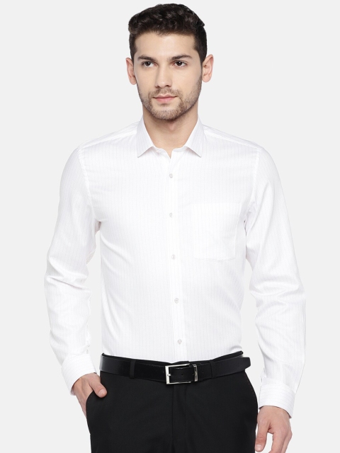 Turtle Men White Striped Formal Shirt