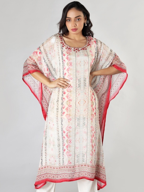 taruni Women Beige & Red Geometric Printed Extended Sleeves Block Print Crepe Kaftan Kurta
taruni Women Beige & Red Geometric Printed Extended Sleeves Block Print Crepe Kaftan Kurta