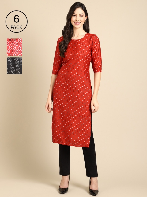 Ethnic basket Women Multicoloured Geometric Printed Keyhole Neck Thread Work Block Print Crepe Kurta, Multi
Ethnic basket Women Multicoloured Geometric Printed Keyhole Neck Thread Work Block Print Crepe Kurta, Multi