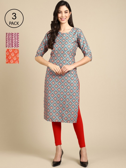 Ethnic basket Women Pack of 3 Cream-Coloured & Red Ethnic Motifs Printed Crepe Kurta
Ethnic basket Women Pack of 3 Cream-Coloured & Red Ethnic Motifs Printed Crepe Kurta