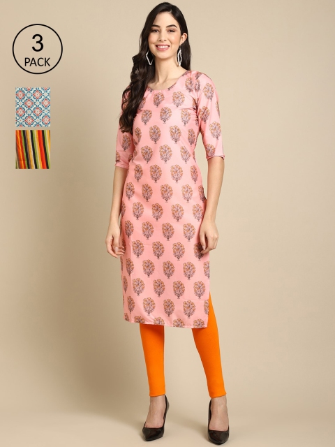 Ethnic basket Women Pack of 3 Peach-Coloured & Blue Ethnic Motifs Printed Block Print Crepe Kurta
Ethnic basket Women Pack of 3 Peach-Coloured & Blue Ethnic Motifs Printed Block Print Crepe Kurta