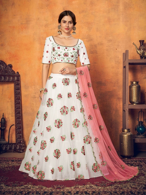 ODETTE White & Pink Embroidered Semi-Stitched Lehenga & Unstitched Blouse With Dupatta
ODETTE White & Pink Embroidered Semi-Stitched Lehenga & Unstitched Blouse With Dupatta