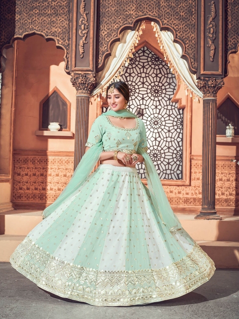 ODETTE Green & Gold-Toned Embroidered Semi-Stitched Lehenga & Unstitched Blouse With Dupatta
ODETTE Green & Gold-Toned Embroidered Semi-Stitched Lehenga & Unstitched Blouse With Dupatta