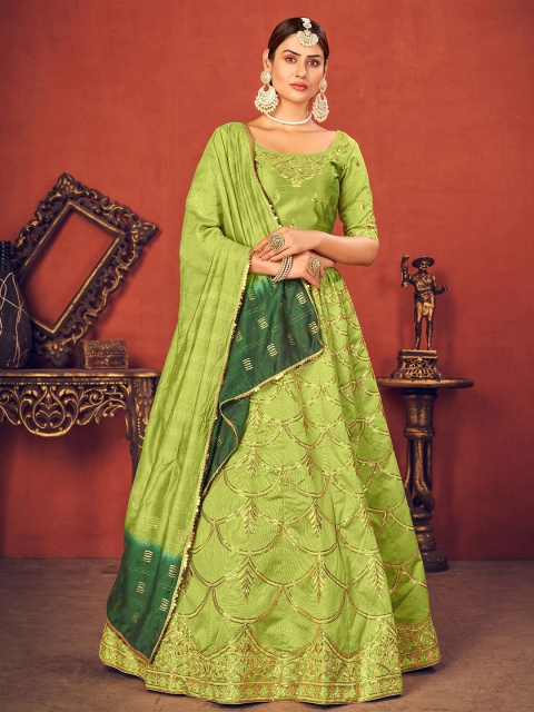 ODETTE Women Embroidered Semi-Stitched Lehenga & Unstitched Blouse With Dupatta, Fluorescent green
ODETTE Women Embroidered Semi-Stitched Lehenga & Unstitched Blouse With Dupatta, Fluorescent green