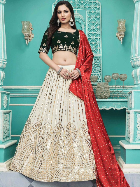 ODETTE Off White & Gold-Toned Embroidered Sequinned Semi-Stitched Lehenga & Unstitched Blouse With Dupatta
ODETTE Off White & Gold-Toned Embroidered Sequinned Semi-Stitched Lehenga & Unstitched Blouse With Dupatta