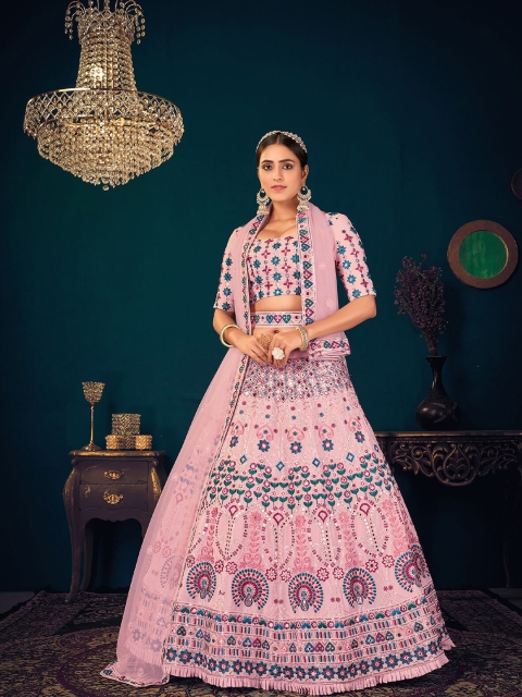 ODETTE Pink & Blue Embellished Thread Work Semi-Stitched Lehenga & Unstitched Blouse With Dupatta
ODETTE Pink & Blue Embellished Thread Work Semi-Stitched Lehenga & Unstitched Blouse With Dupatta