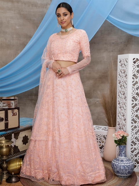 ODETTE Peach-Coloured Embroidered Thread Work Semi-Stitched Lehenga & Unstitched Blouse With Dupatta
ODETTE Peach-Coloured Embroidered Thread Work Semi-Stitched Lehenga & Unstitched Blouse With Dupatta
