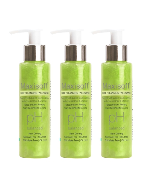 Maxisoft Set Of 3 Deep Cleansing Face Wash|With Neem, Aloe Vera, Tulsi, Oil free 100 ml, Green
Maxisoft Set Of 3 Deep Cleansing Face Wash|With Neem, Aloe Vera, Tulsi, Oil free 100 ml, Green