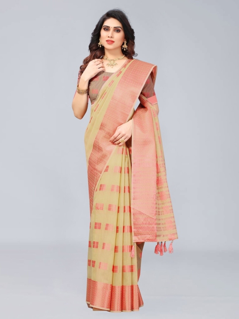 MARUTI ART Peach Woven Design Saree