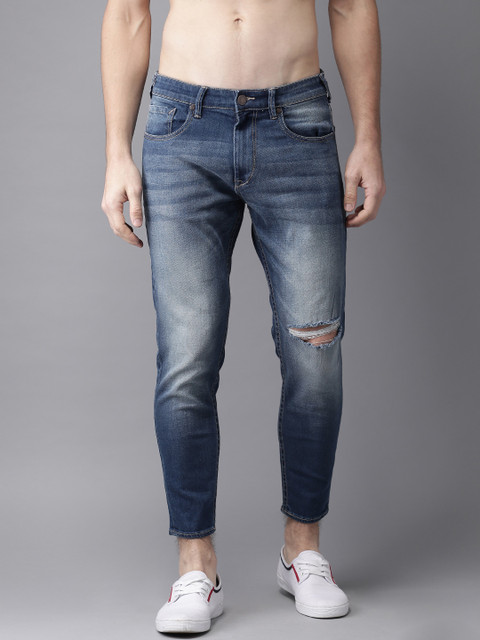 HERE&NOW Men Cropped Mid-Rise Slim Tapered Fit Blue Slash Knee Stretchable Jeans
HERE&NOW Men Cropped Mid-Rise Slim Tapered Fit Blue Slash Knee Stretchable Jeans