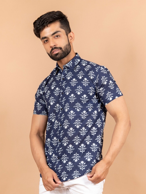 Tistabene Men Blue Comfort Floral Printed Casual Shirt