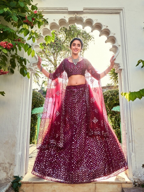 SHOPGARB Maroon & White Embellished Mirror Work Semi-Stitched Lehenga & Unstitched Blouse With Dupatta
SHOPGARB Maroon & White Embellished Mirror Work Semi-Stitched Lehenga & Unstitched Blouse With Dupatta