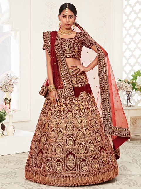 FABPIXEL Red & Gold-Toned Embroidered Zardozi Semi-Stitched Lehenga & Unstitched Blouse With Dupatta
FABPIXEL Red & Gold-Toned Embroidered Zardozi Semi-Stitched Lehenga & Unstitched Blouse With Dupatta