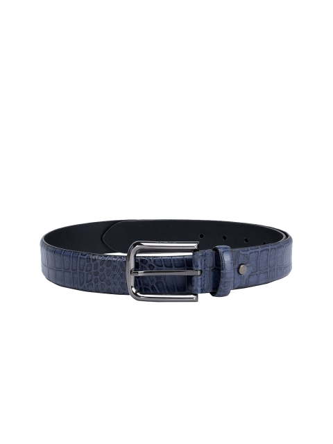 Da Milano Men Blue Textured Leather Belt
