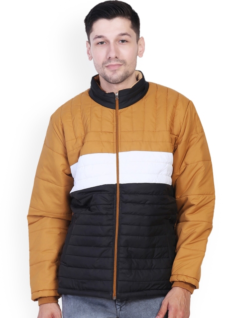 AD & AV Men Yellow & Black Colourblocked Water Resistant Quilted Jacket