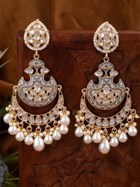 AQUASTREET Grey Contemporary Chandbalis Earrings