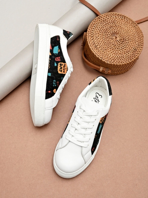 EXTRIMOS Women Black Woven Design Sneakers