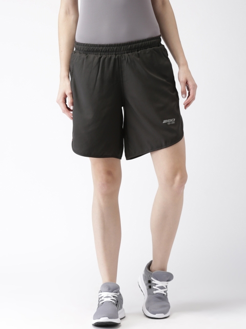 2GO Women Black Solid Regular Fit Sports Shorts