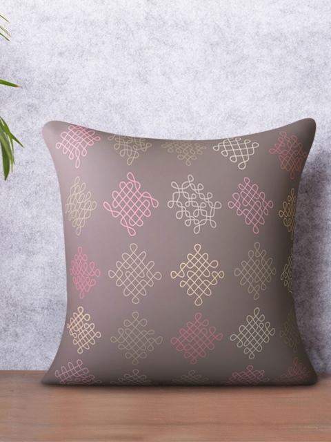 PETAL HOME Brown & Pink Ethnic Motifs Square Cushion Covers