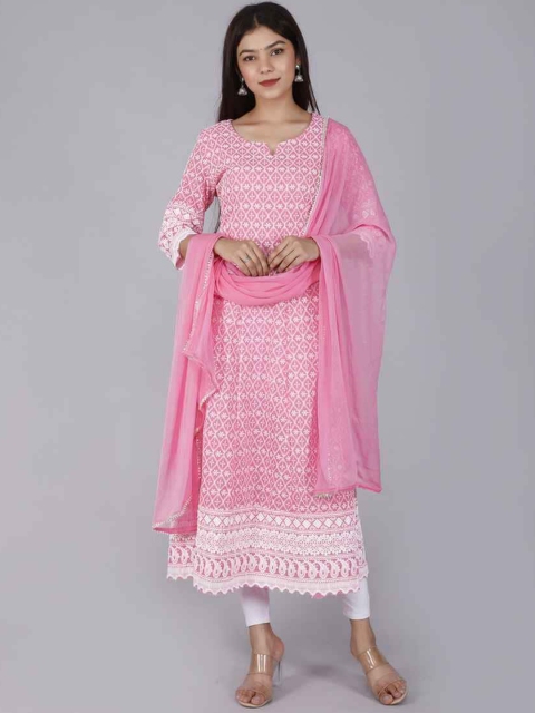 MIRAVAN Women Pink Geometric Embroidered Keyhole Neck Flared Sleeves Chikankari Kaftan Kurta
MIRAVAN Women Pink Geometric Embroidered Keyhole Neck Flared Sleeves Chikankari Kaftan Kurta