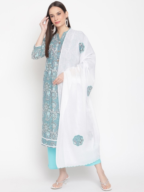 Be Indi Women Turquoise Blue Floral Printed Pure Cotton Kurta with Trousers & With Dupatta
Be Indi Women Turquoise Blue Floral Printed Pure Cotton Kurta with Trousers & With Dupatta