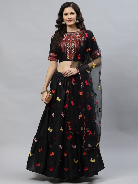 ODETTE Women Embroidered Semi-Stitched Lehenga & Unstitched Blouse With Dupatta, Black
ODETTE Women Embroidered Semi-Stitched Lehenga & Unstitched Blouse With Dupatta, Black