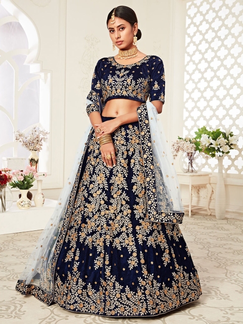 ODETTE Embellished Thread Work Semi-Stitched Lehenga & Unstitched Blouse With Dupatta, Navy blue
ODETTE Embellished Thread Work Semi-Stitched Lehenga & Unstitched Blouse With Dupatta, Navy blue