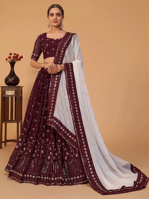 ODETTE Embroidered Sequinned Semi-Stitched Lehenga & Unstitched Blouse With Dupatta, Purple
ODETTE Embroidered Sequinned Semi-Stitched Lehenga & Unstitched Blouse With Dupatta, Purple
