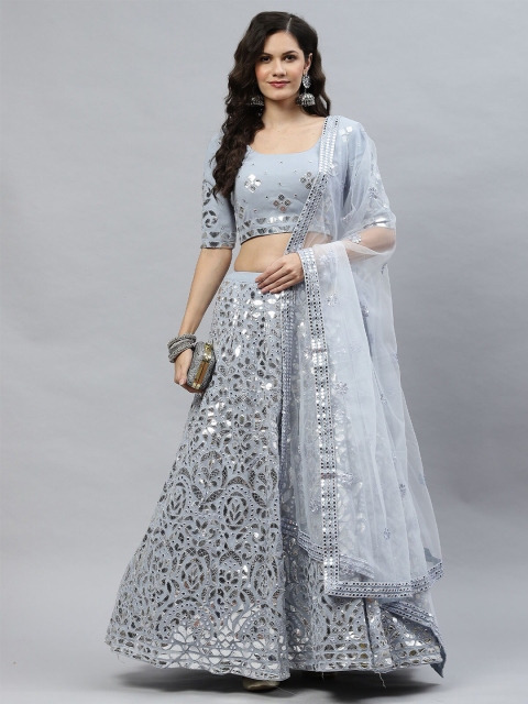 ODETTE Blue & Silver-Toned Embellished Mirror Work Semi-Stitched Lehenga & Unstitched Blouse With Dupatta
ODETTE Blue & Silver-Toned Embellished Mirror Work Semi-Stitched Lehenga & Unstitched Blouse With Dupatta