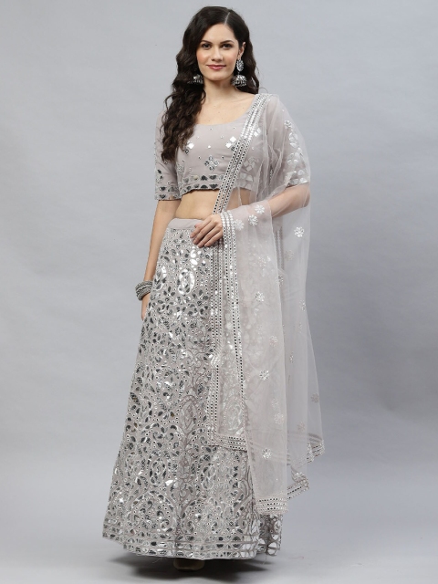 ODETTE Grey & White Embellished Mirror Work Semi-Stitched Lehenga & Unstitched Blouse With Dupatta
ODETTE Grey & White Embellished Mirror Work Semi-Stitched Lehenga & Unstitched Blouse With Dupatta