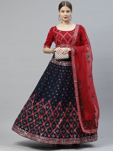 ODETTE Red & Blue Embellished Mirror Work Semi-Stitched Lehenga & Unstitched Blouse With Dupatta
ODETTE Red & Blue Embellished Mirror Work Semi-Stitched Lehenga & Unstitched Blouse With Dupatta