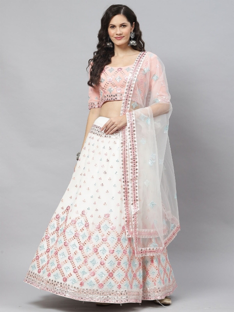 ODETTE White & Pink Embellished Mirror Work Semi-Stitched Lehenga & Unstitched Blouse With Dupatta
ODETTE White & Pink Embellished Mirror Work Semi-Stitched Lehenga & Unstitched Blouse With Dupatta