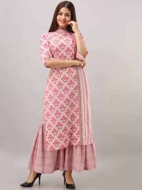 FABRIC FITOOR Women Floral Printed Pure Cotton Straight Kurta with Sharara & With Dupatta, Pink
FABRIC FITOOR Women Floral Printed Pure Cotton Straight Kurta with Sharara & With Dupatta, Pink