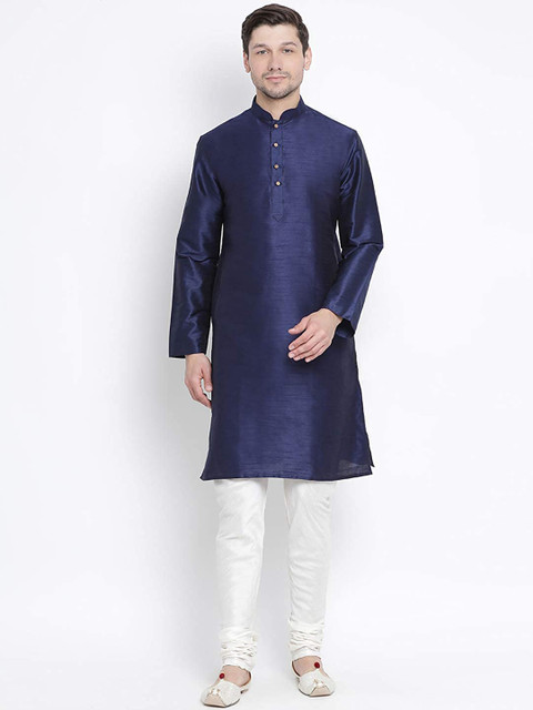 ROYAL KURTA Men Dupion Silk Kurta with Pyjamas, Navy blue
ROYAL KURTA Men Dupion Silk Kurta with Pyjamas, Navy blue