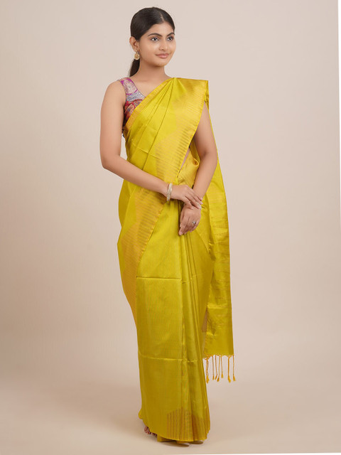 Pothys Yellow & Gold-Toned Zari Pure Silk Saree 
Pothys Yellow & Gold-Toned Zari Pure Silk Saree