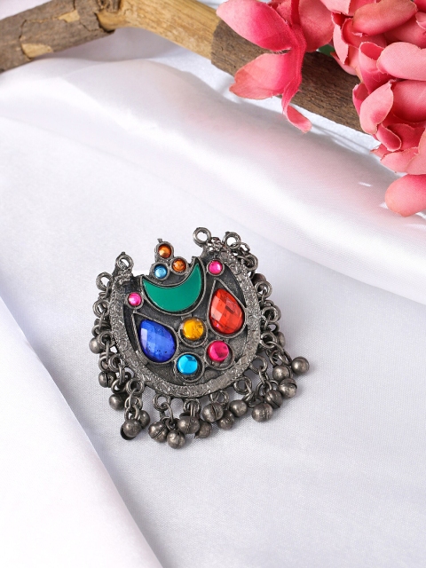 Yellow Chimes Multicolor Silver Oxidised Stone Studded Ghungroo Beaded Antique Finger Ring
Yellow Chimes Multicolor Silver Oxidised Stone Studded Ghungroo Beaded Antique Finger Ring