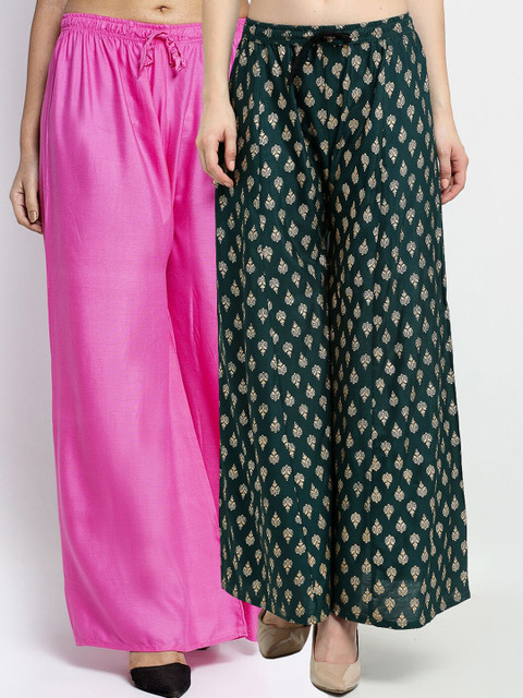 GRACIT Women Pink & Green Pack Of 2 Ethnic Motifs Printed Flared Knitted Ethnic Palazzos
GRACIT Women Pink & Green Pack Of 2 Ethnic Motifs Printed Flared Knitted Ethnic Palazzos