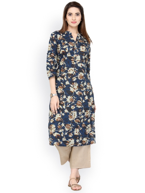 Varanga Women Blue & Beige Printed Kurta with Palazzos