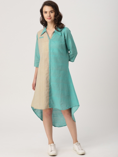 IndusDiva Loomnic Women Blue & Beige Colourblocked Mangalgiri Handloom High-Low Dress
IndusDiva Loomnic Women Blue & Beige Colourblocked Mangalgiri Handloom High-Low Dress