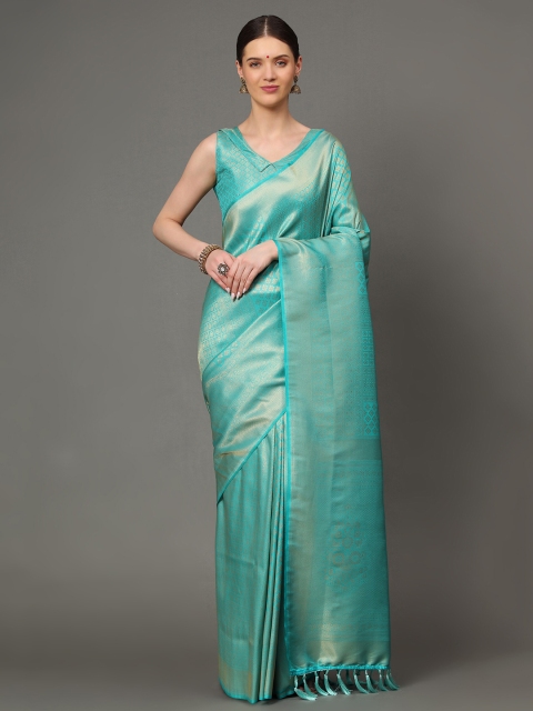 Ekta Textiles Turquoise Blue & Gold-Toned Woven Design Zari Pure Silk Banarasi Saree
Ekta Textiles Turquoise Blue & Gold-Toned Woven Design Zari Pure Silk Banarasi Saree