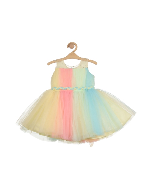 Lil Lollipop Girls Multicoloured Colourblocked Dress, Multi