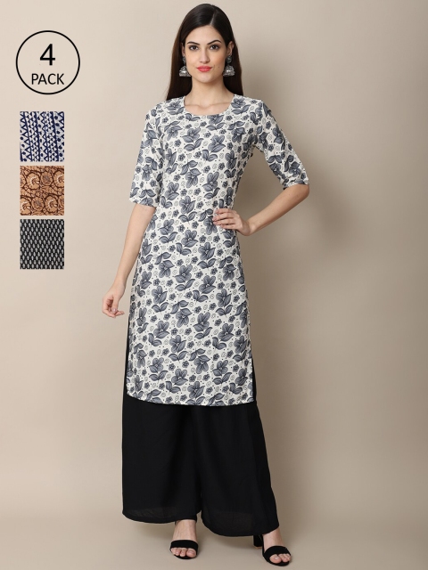 Ethnic basket Women Multicoloured Pack Of 4 Floral Printed Block Print Crepe Kurta, Multi
Ethnic basket Women Multicoloured Pack Of 4 Floral Printed Block Print Crepe Kurta, Multi