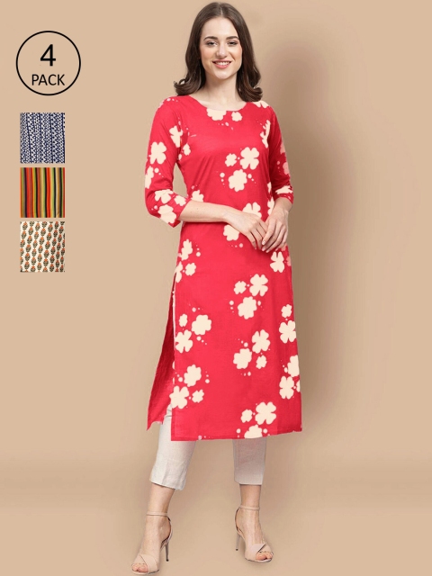 Ethnic basket Women Pack Of 4 Pink & Cream-Coloured Ethnic Motifs Printed Crepe Kurta
Ethnic basket Women Pack Of 4 Pink & Cream-Coloured Ethnic Motifs Printed Crepe Kurta