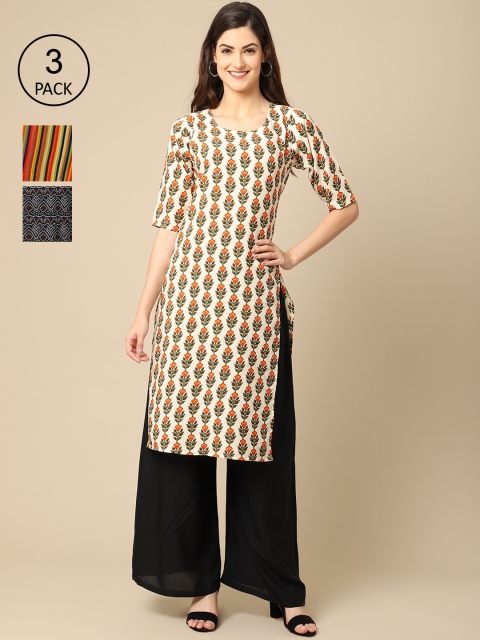 Ethnic basket Pack of 4 Women Ethnic Motifs Printed Block Print Crepe Kurta, Off white
Ethnic basket Pack of 4 Women Ethnic Motifs Printed Block Print Crepe Kurta, Off white