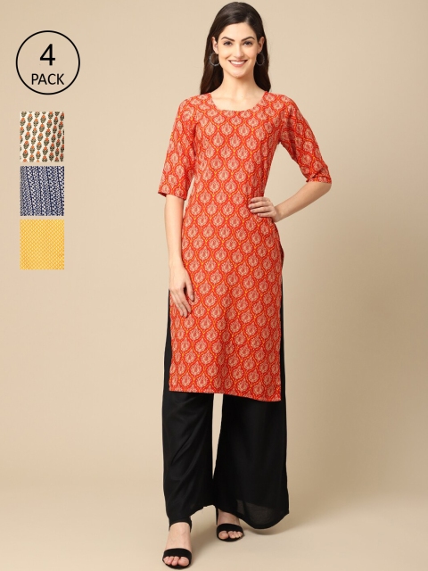 Ethnic basket Women Pack Of 4 Multicoloured Ethnic Motifs Printed Crepe Kurta, Multi
Ethnic basket Women Pack Of 4 Multicoloured Ethnic Motifs Printed Crepe Kurta, Multi