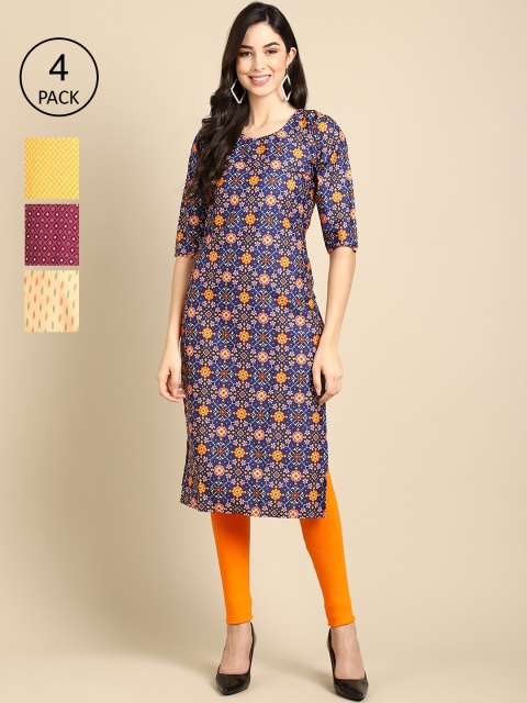 Ethnic basket Women Multicoloured Geometric Printed Keyhole Neck Block Print Crepe Kurta, Multi
Ethnic basket Women Multicoloured Geometric Printed Keyhole Neck Block Print Crepe Kurta, Multi