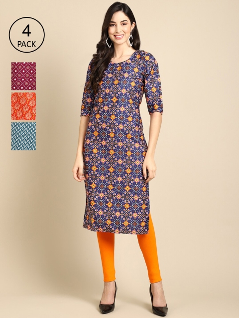 Ethnic basket Women Blue & Maroon Pack Of 4 Geometric Printed Block Print Crepe Kurta
Ethnic basket Women Blue & Maroon Pack Of 4 Geometric Printed Block Print Crepe Kurta