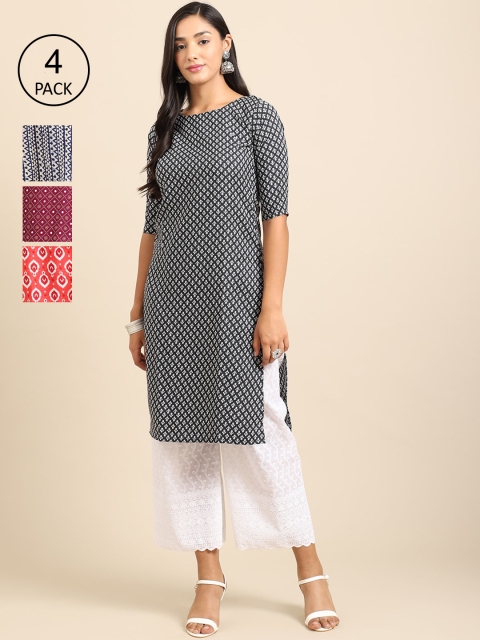 Ethnic basket Women Multicoloured Geometric Printed Keyhole Neck Thread Work Block Print Crepe Kurta, Black
Ethnic basket Women Multicoloured Geometric Printed Keyhole Neck Thread Work Block Print Crepe Kurta, Black